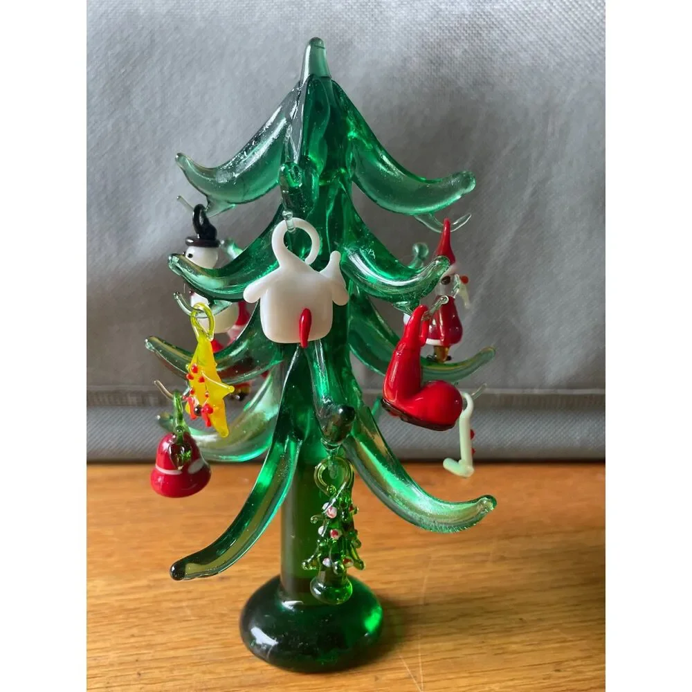 Hand Blown Art Glass Christmas Tree 12 Mini Glass Ornaments 6